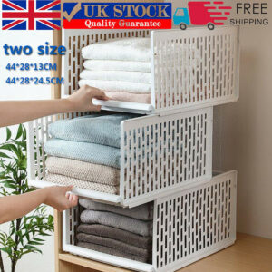 Estante Apilable Plegable Plástico Organizador Armario Blanco